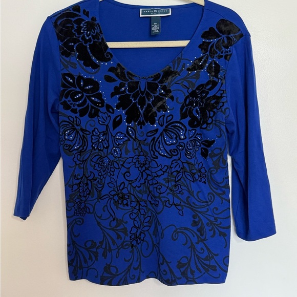 Blue Floral Women's Top - Picture 1 of 4